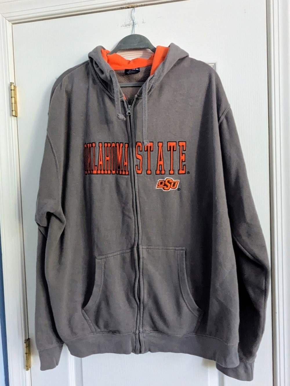 Blue 84 Oklahoma State Gray Zip Front Hoodie with Orange Lining